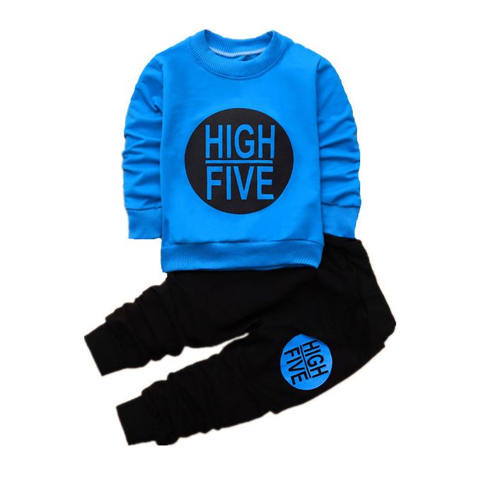 High Five Full Sleeve Tshirt with Black Track Pant For Kids