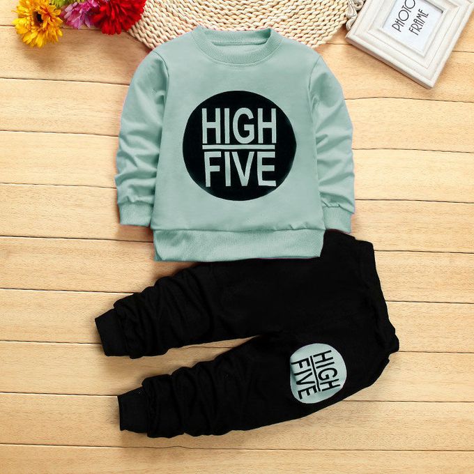 High Five Full Sleeve Tshirt with Black Track Pant For Kids