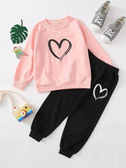 Love Full Sleeve Tshirt with Black Track Pant For Kids