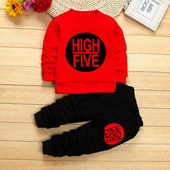 High Five Full Sleeve Tshirt with Black Track Pant For Kids