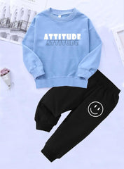 Attitude Full Sleeve Tshirt with Black Track Pant For Kids