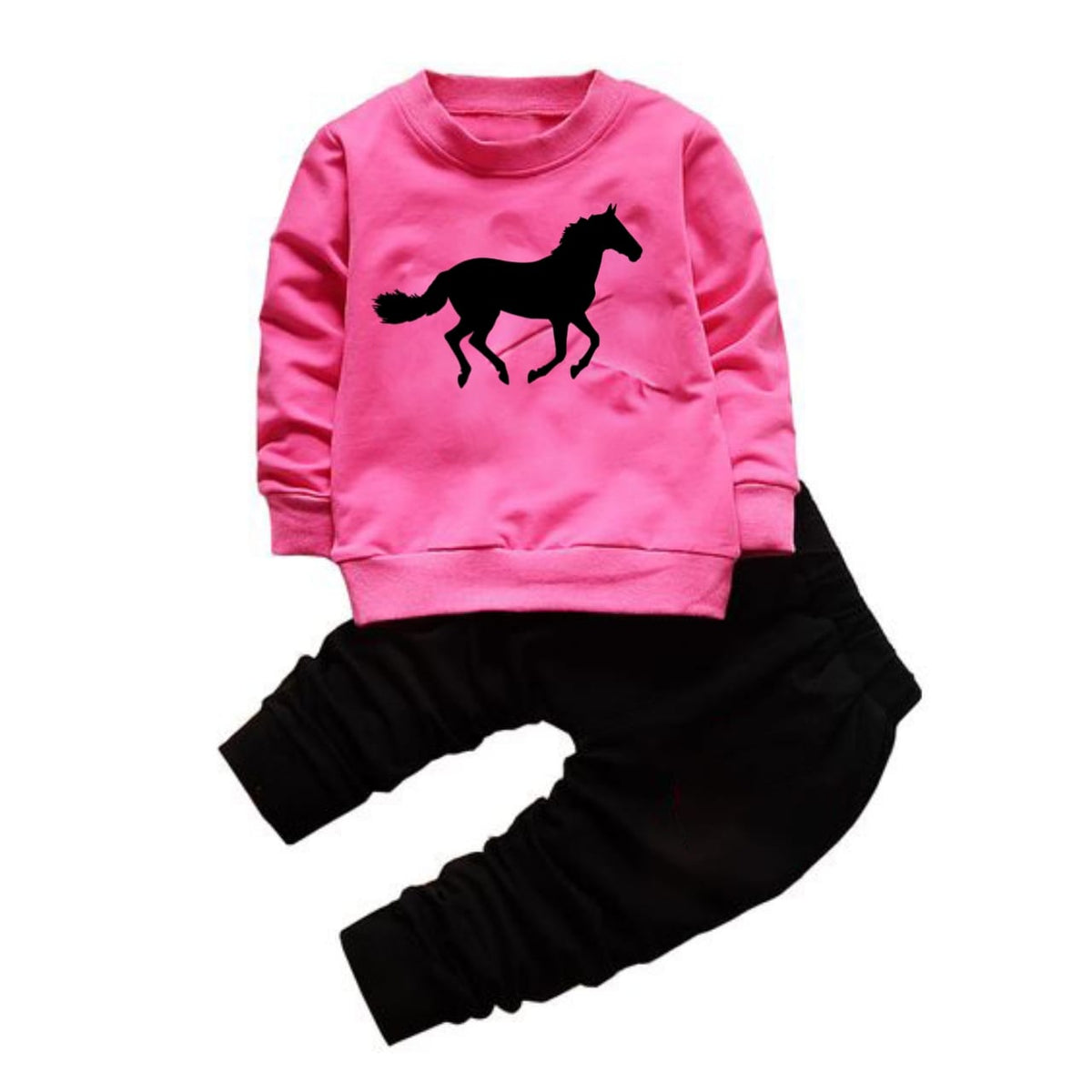 Horse Full Sleeve Tshirt with Black Track Pant For Kids