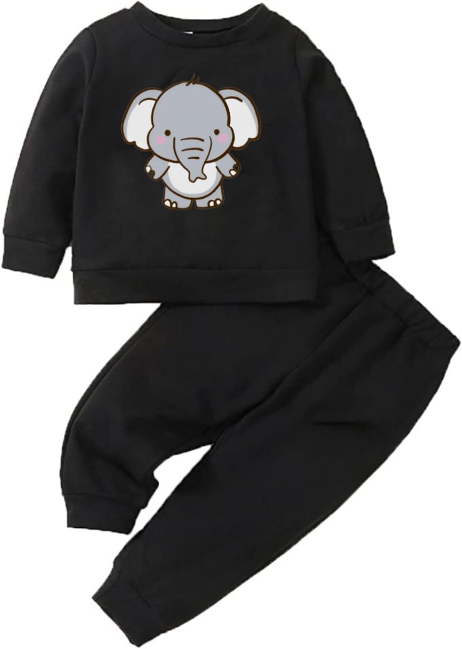 Hathi Full Sleeve Tshirt with Black Track Pant For Kids