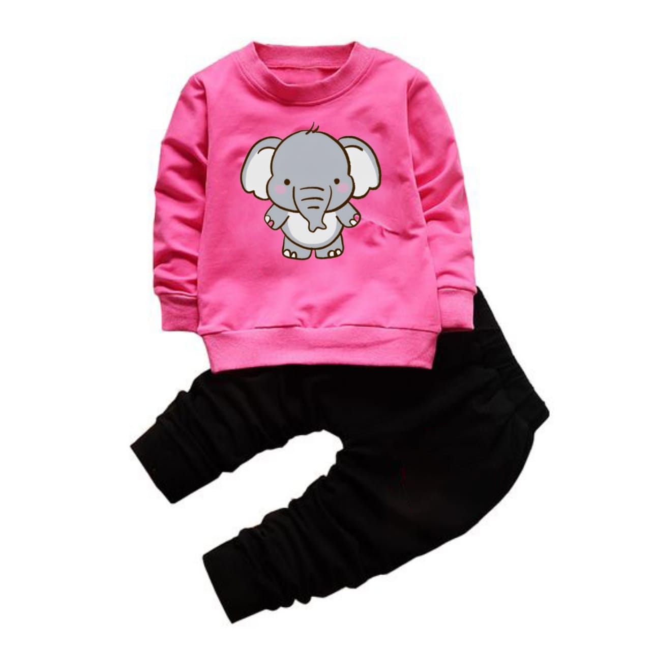 Hathi Full Sleeve Tshirt with Black Track Pant For Kids