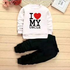 I Love Uncle Full Sleeve Tshirt with Black Track Pant For Kids