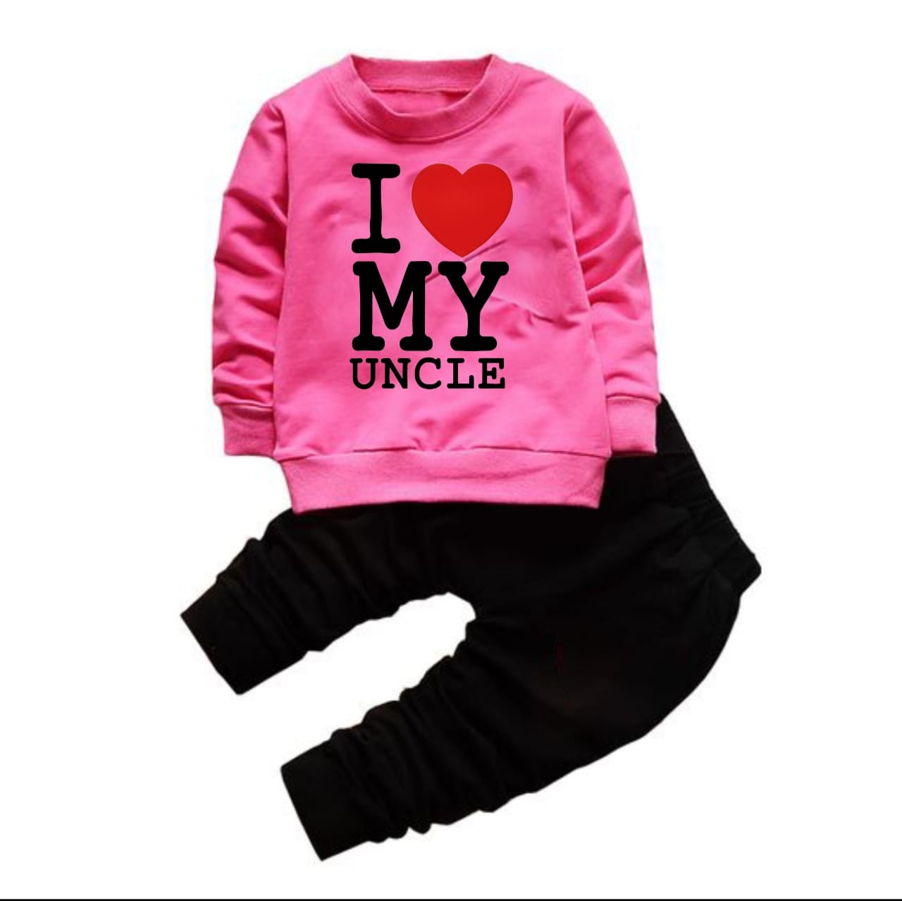 I Love Uncle Full Sleeve Tshirt with Black Track Pant For Kids