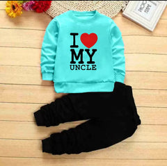 I Love Uncle Full Sleeve Tshirt with Black Track Pant For Kids