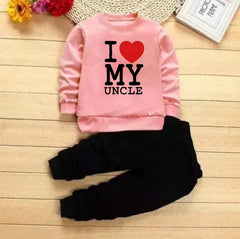 I Love Uncle Full Sleeve Tshirt with Black Track Pant For Kids